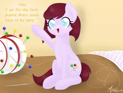 Size: 1024x768 | Tagged: safe, artist:mimicproductions, derpibooru import, oc, oc:pin, unofficial characters only, earth pony, pony, female, mare, open mouth, pincushion, solo