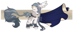 Size: 1024x449 | Tagged: safe, artist:xsidera, derpibooru import, oc, oc:valkirie, unofficial characters only, original species, pond pony, pony, cloak, clothes, female, mare, solo, watermark