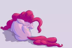 Size: 1280x853 | Tagged: safe, artist:heir-of-rick, derpibooru import, pinkie pie, earth pony, pony, colored sketch, female, gray background, mare, simple background, sleeping, solo