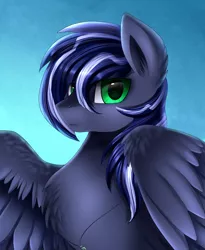 Size: 1446x1764 | Tagged: safe, artist:pridark, derpibooru import, oc, oc:lightning flare, unofficial characters only, pegasus, pony, bust, chest fluff, commission, ear fluff, jewelry, looking at you, male, necklace, portrait, solo, stallion, wings