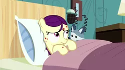 Size: 1920x1080 | Tagged: safe, derpibooru import, screencap, boysenberry, pony, raccoon, a flurry of emotions, horsey hives, plushie, solo