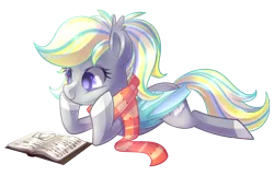 Size: 4200x2700 | Tagged: safe, artist:drawntildawn, derpibooru import, oc, oc:booker, unofficial characters only, bat pony, pony, absurd resolution, book, clothes, scarf, simple background, solo, transparent background