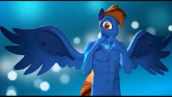 Size: 2560x1440 | Tagged: 3d, abs, alicorn wings, anthro, artist:hunter2014hun, derpibooru import, heart hands, male, nipples, nudity, oc, oc:hunter, pegasus, solo, solo male, stallion, suggestive, unofficial characters only