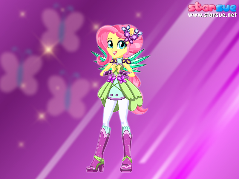 Size: 800x600 | Tagged: safe, artist:user15432, derpibooru import, fluttershy, human, equestria girls, legend of everfree, boots, crystal guardian, crystal wings, cute, cutie mark, high heel boots, humanized, looking at you, ponied up, ponytail, purple background, solo, sparkles, starsue, super ponied up, winged humanization, wings