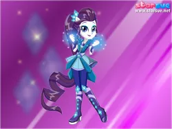 Size: 800x600 | Tagged: safe, artist:user15432, derpibooru import, rarity, human, equestria girls, legend of everfree, boots, crystal guardian, cutie mark, high heel boots, looking at you, magic, magic aura, ponied up, ponytail, purple background, solo, sparkles, starsue, super ponied up