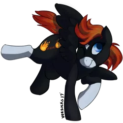Size: 1024x1024 | Tagged: safe, artist:veesocks, derpibooru import, oc, oc:fireykiss, unofficial characters only, pegasus, pony, cute, fire, leap, simple background, solo, transparent background