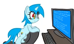 Size: 1504x896 | Tagged: safe, artist:acharmingpony, derpibooru import, oc, oc:windows 8, ponified, unofficial characters only, pony, blue screen of death, now you fucked up, simple background, solo, vulgar, white background, windows, windows 8