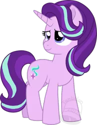 Size: 545x700 | Tagged: safe, artist:tambelon, derpibooru import, starlight glimmer, pony, unicorn, cute, female, glimmerbetes, long horn, mare, simple background, smiling, solo, transparent background, watermark