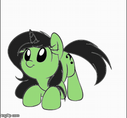 Size: 360x335 | Tagged: safe, artist:acersiii, derpibooru import, edit, oc, oc:anonfilly, unofficial characters only, pony, unicorn, adoranon, animated, behaving like a dog, butt shake, cute, female, filly, foal, frame by frame, gif, happy, recolor, simple background, solo, tail wag, white background