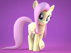 Size: 1600x1200 | Tagged: safe, artist:creatorofpony, artist:melodiousmarci, derpibooru import, fluttershy, pegasus, pony, 3d, blender, gradient background, solo