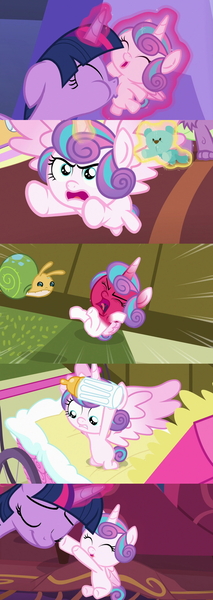 Size: 1280x3600 | Tagged: safe, derpibooru import, edit, edited screencap, screencap, princess flurry heart, twilight sparkle, twilight sparkle (alicorn), whammy, alicorn, bear, pony, a flurry of emotions, angry, baby, baby bottle, baby pony, cute, diaperless edit, flurrybetes, fury heart, nude edit, nudity, pretending to be a bear, raspberry, red face, teddy bear, temper tantrum, tummy buzz, twiabetes