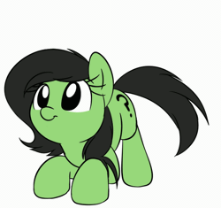 Size: 560x526 | Tagged: safe, artist:acersiii, derpibooru import, edit, oc, oc:anonfilly, unofficial characters only, earth pony, pony, adoranon, animated, behaving like a dog, butt shake, cute, female, filly, foal, frame by frame, gif, happy, recolor, simple background, solo, tail wag, white background