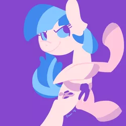 Size: 1000x1000 | Tagged: safe, artist:rivalcat, derpibooru import, coco pommel, pony, bipedal, karate, purple background, simple background, solo