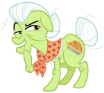 Size: 6117x5500 | Tagged: safe, artist:estories, derpibooru import, granny smith, earth pony, pony, absurd resolution, elderly, female, hair bun, hoof on chin, mare, raised eyebrow, raised hoof, simple background, solo, transparent background, vector