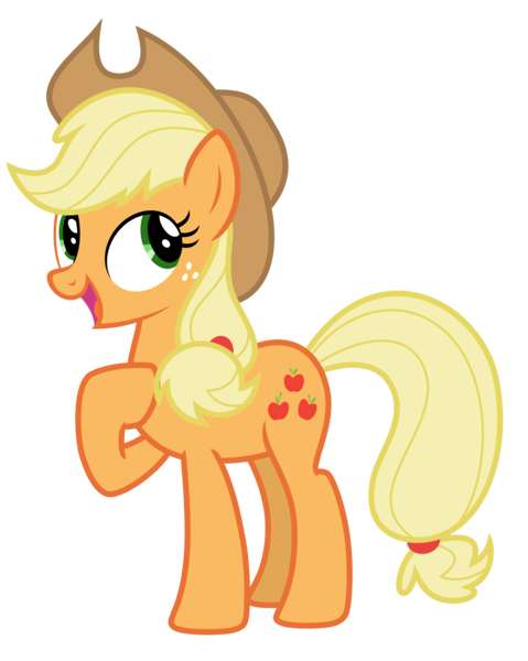 Size: 5786x7250 | Tagged: safe, artist:estories, derpibooru import, applejack, earth pony, pony, absurd resolution, cowboy hat, female, hat, mare, raised hoof, simple background, smiling, solo, stetson, transparent background, vector