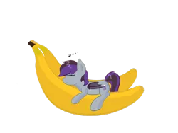 Size: 1280x960 | Tagged: safe, artist:eyeburn, derpibooru import, oc, oc:lupine, unofficial characters only, bat pony, pony, banana, cute, female, food, micro, simple background, sleeping, solo, transparent background, zzz