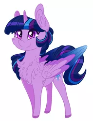 Size: 1376x1801 | Tagged: safe, artist:australian-senior, derpibooru import, twilight sparkle, twilight sparkle (alicorn), oc, oc:twilight invictus, alicorn, pony, kirindos, alternate color palette, alternate universe, chest fluff, chibi, colored hooves, colored wings, colored wingtips, cute, ear fluff, heart eyes, simple background, solo, white background, wingding eyes