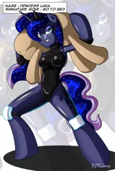 Size: 1000x1490 | Tagged: alicorn, anatomically incorrect, anthro, arm hooves, artist:xjkenny, breasts, busty princess luna, clothes, derpibooru import, dummy, female, leotard, mare, princess luna, solo, solo female, suggestive, training dummy, unguligrade anthro, wrestler, wrestling, zoom layer