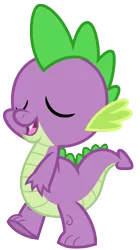 Size: 3101x5535 | Tagged: safe, artist:estories, derpibooru import, spike, dragon, absurd resolution, cute, eyes closed, fangs, high res, male, open mouth, simple background, smiling, solo, spikabetes, transparent background, vector, walking