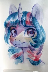 Size: 1430x2160 | Tagged: safe, artist:aphphphphp, derpibooru import, twilight sparkle, pony, unicorn, bust, portrait, solo, traditional art, watercolor painting