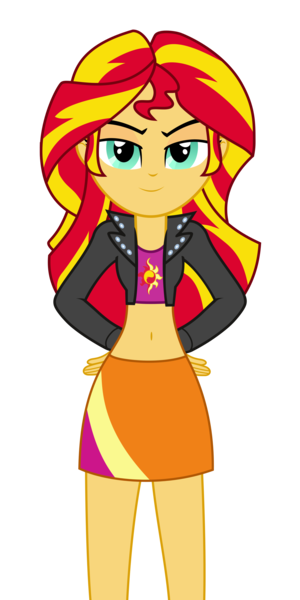 Size: 1500x3000 | Tagged: safe, artist:nano23823, artist:ponyalfonso, derpibooru import, edit, vector edit, sunset shimmer, equestria girls, belly button, clothes, female, looking at you, midriff, short shirt, simple background, skirt, solo, transparent background, vector