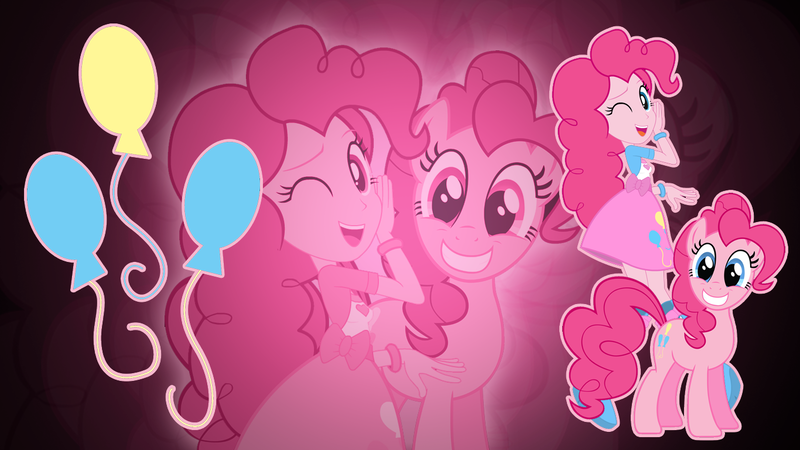 Size: 1366x768 | Tagged: safe, artist:blackgryph0n, artist:jerimin19, artist:kysss90, derpibooru import, edit, pinkie pie, earth pony, pony, equestria girls, human ponidox, self ponidox, solo, vector, wallpaper, wallpaper edit, zoom layer