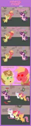 Size: 1205x4884 | Tagged: safe, artist:estories, derpibooru import, apple bloom, big macintosh, feather bangs, scootaloo, sugar belle, sweetie belle, pony, hard to say anything, absurd resolution, bet, comic, cutie mark, cutie mark crusaders, feathermac, female, filly, gay, heart, heart eyes, male, money, pointy ponies, shipping, the cmc's cutie marks, wingding eyes