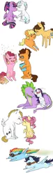 Size: 600x1973 | Tagged: safe, artist:h0mi3, derpibooru import, applejack, bulk biceps, caramel, cheese sandwich, double diamond, fluttershy, pinkie pie, rainbow dash, rarity, soarin', spike, twilight sparkle, twilight sparkle (alicorn), alicorn, dragon, pony, boop, carajack, cheesepie, confetti, diamondlight, female, flutterbulk, flying, goggles, male, mane seven, mane six, noseboop, older, older spike, shipping, simple background, soarindash, sparity, straight, white background, zzz