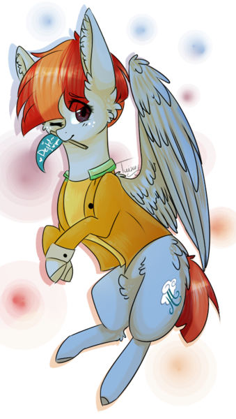 Size: 491x868 | Tagged: safe, artist:twinkepaint, derpibooru import, windy whistles, pony, clothes, flag, mouth hold, one eye closed, simple background, solo, transparent background, wink