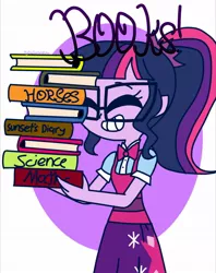 Size: 1000x1264 | Tagged: safe, artist:psychodiamondstar, derpibooru import, sci-twi, twilight sparkle, equestria girls, book, diary, solo