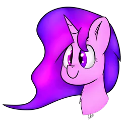 Size: 2000x2017 | Tagged: safe, artist:seafooddinner, derpibooru import, oc, oc:lullaby trace, unofficial characters only, pony, unicorn, bust, chest fluff, cute, dichromatic, female, mare, shading, simple background, smiling, solo, transparent background