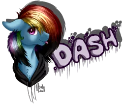 Size: 2065x1750 | Tagged: safe, artist:shadow-nights, derpibooru import, rainbow dash, pegasus, pony, bust, chest fluff, clothes, ear piercing, earring, female, floppy ears, hoodie, jewelry, looking at you, mare, piercing, portrait, signature, simple background, solo, tongue out, transparent background