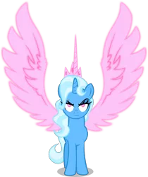 Size: 4083x4865 | Tagged: safe, artist:orin331, derpibooru import, trixie, alicorn, pony, dancerverse, absurd resolution, alicornified, alternate universe, crown, female, jewelry, large wings, looking at you, mare, race swap, regalia, simple background, smiling, solo, spread wings, transparent background, wings