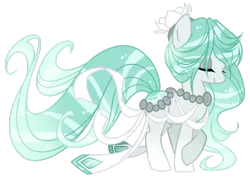 Size: 1024x725 | Tagged: safe, artist:jojuki-chan, derpibooru import, oc, oc:white lotus, unofficial characters only, pony, eyes closed, female, mare, pond, simple background, solo, transparent background