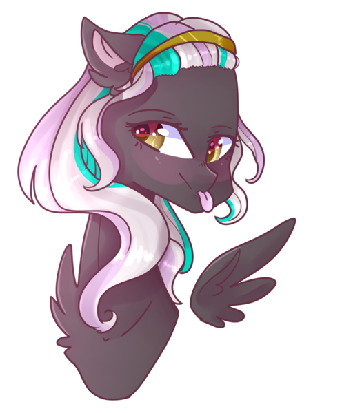 Size: 1742x1990 | Tagged: safe, artist:emily-826, derpibooru import, oc, oc:wendy mcwonder, unofficial characters only, pegasus, pony, bust, female, floating wings, mare, portrait, simple background, solo, tongue out, transparent background