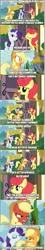 Size: 905x5006 | Tagged: safe, derpibooru import, edit, edited screencap, screencap, applejack, rarity, starlight glimmer, strawberry sunrise, sunset shimmer, pony, honest apple, absurd resolution, drama, screencap comic, starlight drama, strawberry savage, sunset vs starlight debate