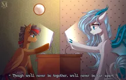 Size: 1417x900 | Tagged: safe, artist:margony, derpibooru import, oc, oc:crystal vision, oc:mentis soliloquay, unofficial characters only, dracony, hybrid, original species, pegasus, pony, cheek fluff, chest fluff, claws, clock, computer, desk, facial hair, female, horns, leg fluff, male, mare, room, shoulder fluff, sitting, size difference, smiling, stallion