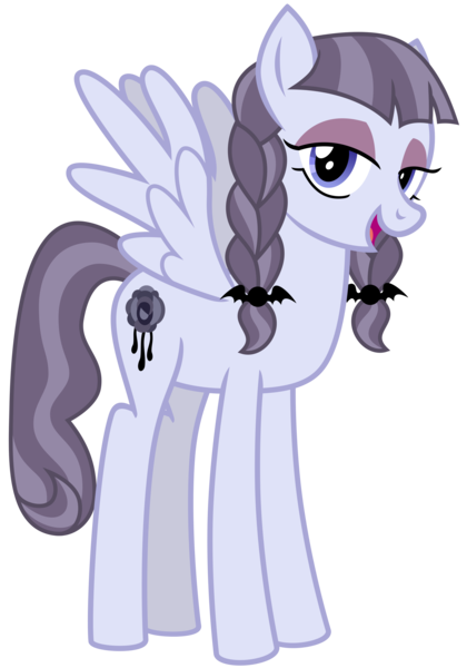 Size: 2100x3000 | Tagged: safe, artist:cheezedoodle96, derpibooru import, inky rose, pegasus, pony, honest apple, .svg available, braid, cute, female, goth, inkabetes, mare, simple background, smiling, solo, spread wings, svg, tall, transparent background, vector, wings