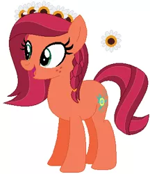 Size: 336x389 | Tagged: safe, artist:nsmah, artist:selenaede, derpibooru import, gloriosa daisy, ponified, pony, equestria girls, legend of everfree, base used, equestria girls ponified, flower, flower in hair, simple background, smiling, solo, white background