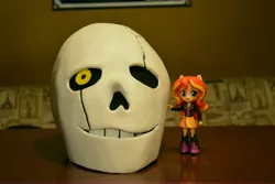 Size: 6000x4000 | Tagged: safe, artist:hero1290, derpibooru import, sunset shimmer, equestria girls, absurd resolution, doll, equestria girls minis, eqventures of the minis, irl, photo, toy, undertale, w.d. gaster