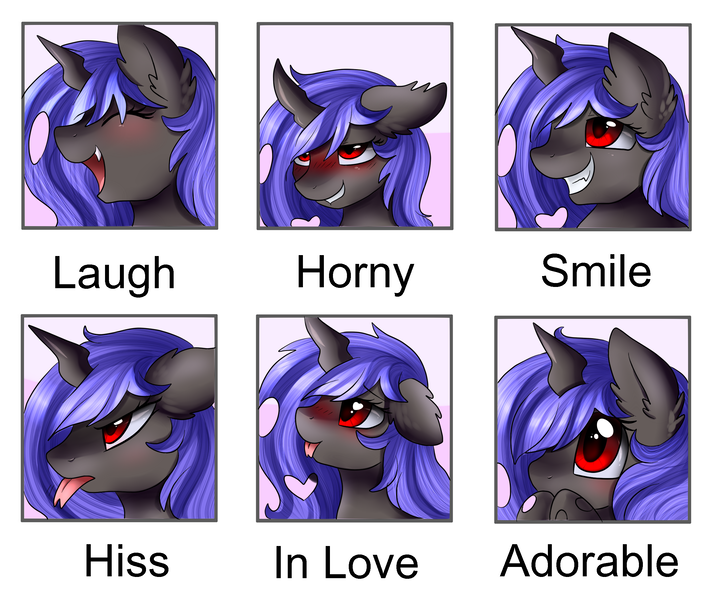 Size: 2349x1978 | Tagged: suggestive, artist:pridark, derpibooru import, oc, oc:night dancer, unofficial characters only, changeling, ahegao, blushing, changeling oc, cute, emotions, fangs, female, floppy ears, forked tongue, heart, heart eyes, open mouth, smiling, tongue out, wingding eyes