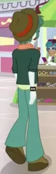 Size: 242x745 | Tagged: safe, derpibooru import, screencap, carlos thunderbolt, scott green, equestria girls, mirror magic, spoiler:eqg specials, background human, clothes, cropped, glasses, hat, pants, phone, rear view, shoes, solo