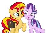 Size: 4096x2955 | Tagged: safe, artist:tralomine, derpibooru import, starlight glimmer, sunset shimmer, pony, unicorn, equestria girls, mirror magic, spoiler:eqg specials, absurd resolution, saddle bag, simple background, transparent background, vector