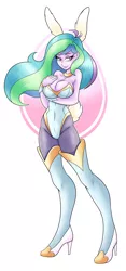 Size: 896x1920 | Tagged: suggestive, artist:ambris, derpibooru import, princess celestia, art pack:an equestrian easter, equestria girls, adorasexy, an equestrian easter, art pack, blushing, boots, breasts, bunny ears, bunny suit, bunnylestia, busty princess celestia, cleavage, clothes, cuffs (clothes), cute, cutelestia, easter egg, female, high heel boots, leotard, looking away, pantyhose, principal celestia, sexy, simple background, smiling, solo, solo female, standing, thigh boots, white background