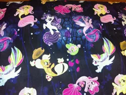Size: 2112x1584 | Tagged: safe, derpibooru import, applejack, fluttershy, pinkie pie, rainbow dash, rarity, spike, twilight sparkle, twilight sparkle (alicorn), alicorn, pony, puffer fish, seapony (g4), my little pony: the movie, cute, fabric, irl, mane six, merchandise, photo, seaponified, seapony applejack, seapony fluttershy, seapony pinkie pie, seapony rainbow dash, seapony rarity, seapony twilight, species swap, spike the pufferfish, that pony sure does love being a seapony