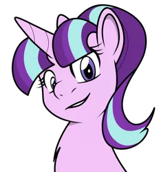 Size: 1500x1600 | Tagged: safe, artist:goat train, color edit, deleted from derpibooru, derpibooru import, edit, starlight glimmer, pony, unicorn, bust, colored, female, looking at you, mare, portrait, simple background, sketch, solo, transparent background