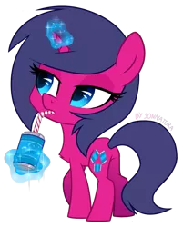 Size: 681x847 | Tagged: safe, artist:sonnatora, derpibooru import, oc, oc:fizzy pop, unofficial characters only, pony, unicorn, levitation, magic, simple background, soda can, solo, telekinesis, transparent background