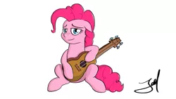Size: 1920x1080 | Tagged: safe, artist:derpyjoel, derpibooru import, pinkie pie, pony, guitar, relaxed, s07e09, solo