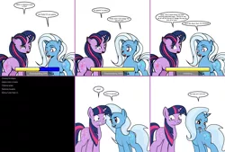 Size: 1810x1226 | Tagged: safe, artist:dekomaru, derpibooru import, trixie, twilight sparkle, pony, tumblr:ask twixie, art shift, ask, female, fourth wall, lesbian, shipping, tumblr, twixie, update