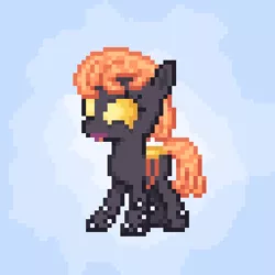 Size: 320x320 | Tagged: abstract background, artist:lightspeeed, changeling, changeling oc, derpibooru import, female, filly, oc, orange changeling, pixel art, safe, solo, unofficial characters only